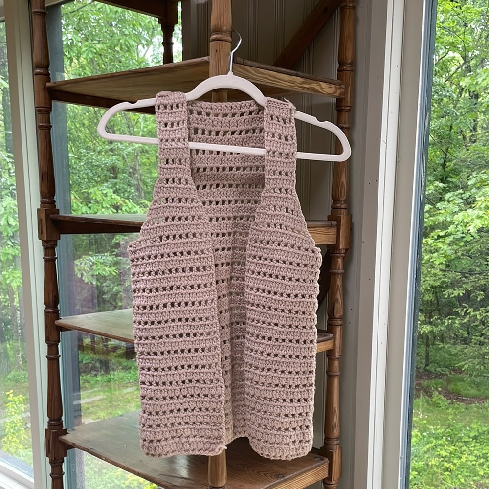 Tan Crochet Vest